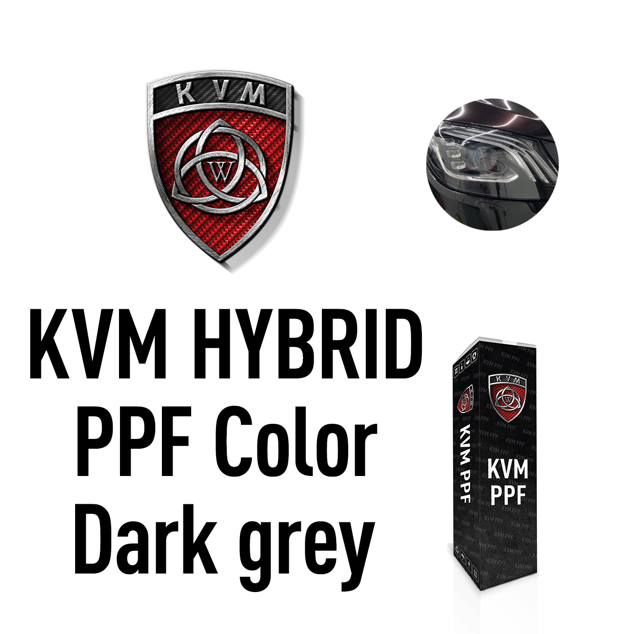 Антигравийная пленка KVM HYBRID PPF Color Dark Gray (Темно-серый) 0,61 для фар
